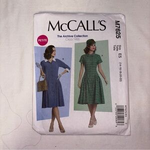 New uncut McCall’s M7625 petite dress pattern sizes 14-22